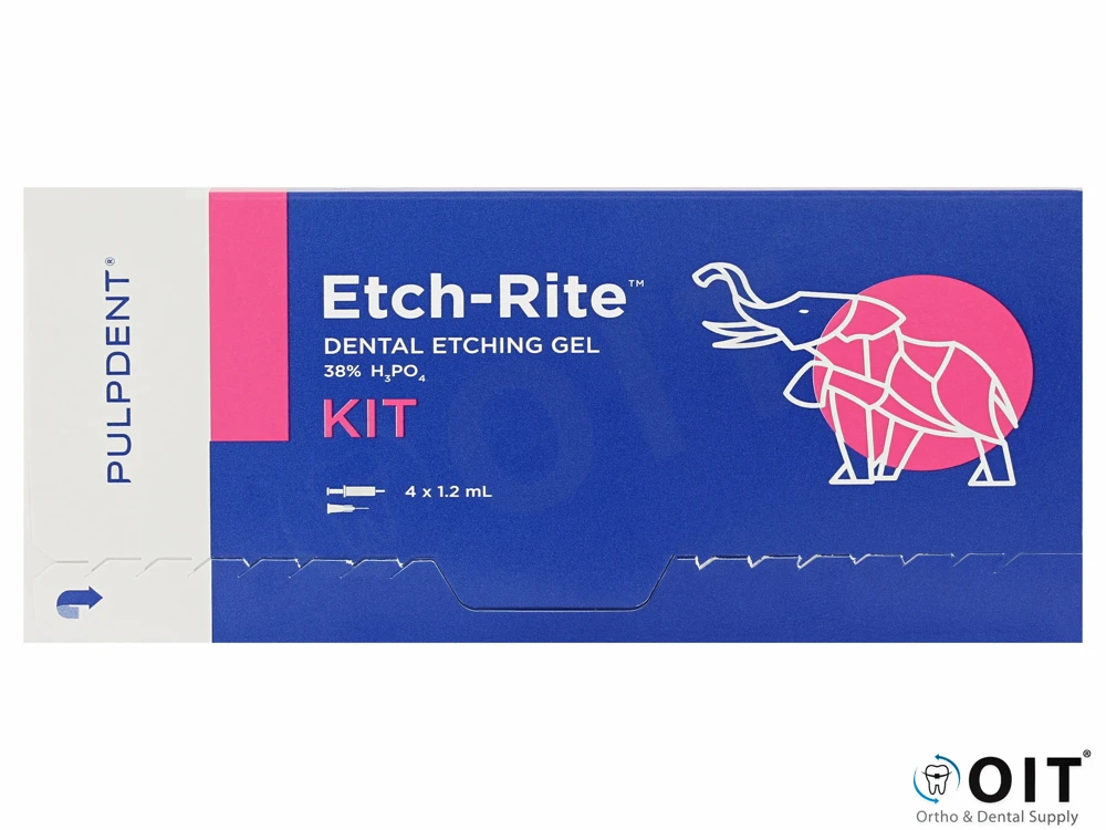 Etch-Rite Etsgel Pulpdent blauw 4 x 1,2 ml spuitjes 38% fosforzuur ets