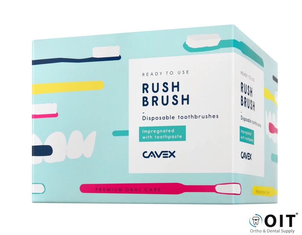 Tandenborstel wegwerp met tandpasta 100 stuks, Cavex, Rush Brush