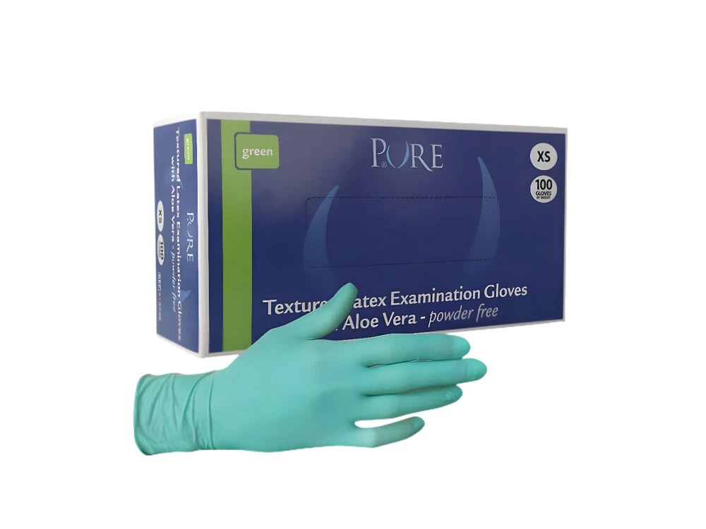 Aloecare Handschoenen XS Groen Latex 100 stuks, poedervrij, gentle skin