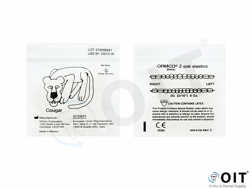 Kl. elastiekjes, Cougar, 3/16" 8 Oz. 15 x 100, Zoo pack