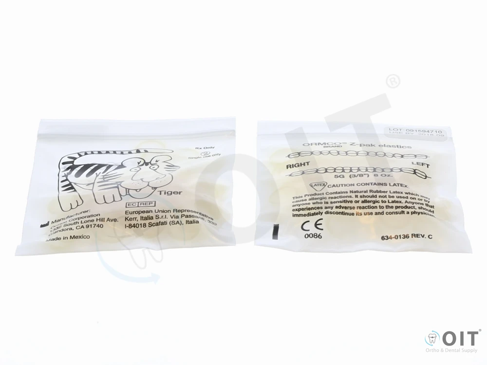 Kl. elastiekjes, Tiger, 3/8" 8 Oz. 15 x 100, Zoo pack