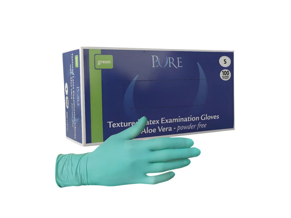 Aloecare Handschoenen S Groen Latex 100 stuks, poedervrij, gentle skin